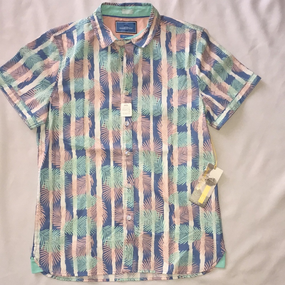 MTL Made To Live Poplin Slim Fit Button up Sz M